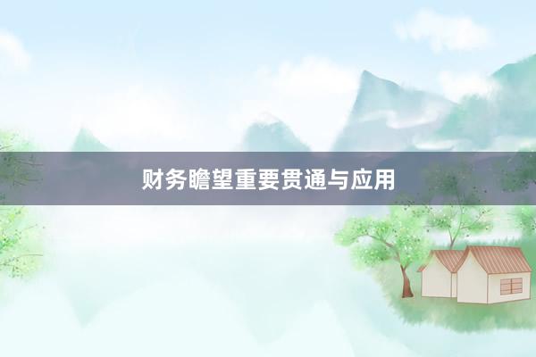 财务瞻望重要贯通与应用